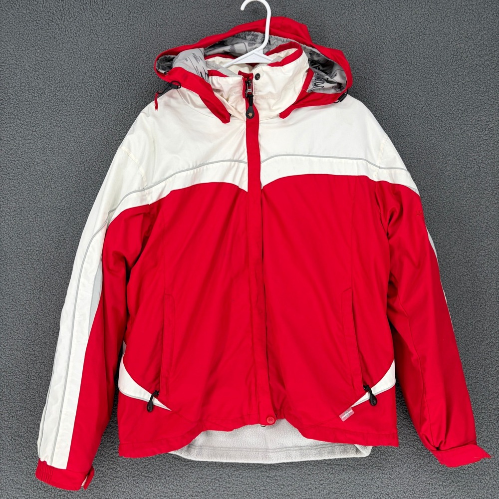 Columbia XCO Interchange Ski Jacket Womens XL Red White Storm Dry Winter Coat